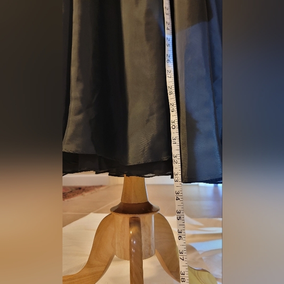 Oleg Cassini Black Tie Black Silk A-Line Maxi Skirt Size 12 - Picture 15 of 16